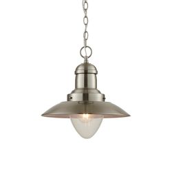 Endon Collection Lighting Mendip 1 Light Dome Loft Vedhæng Klart glas, Satin Nikkel, E27