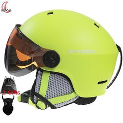 Moon Skiløb Hjelm Integreret støbt Pc + eps Høj kvalitet Beskyttelsesbriller Ski Hjelm Udendørs Adult Sport Ski Snowboard Skateboard Hjelme sort L(...