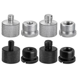 8 kpl mikrofonitelinesovittimia, 5/8 naaras - 3/8 uros, 3/8 naaras - 5/8 uros, mikrofonitelineen puomivarteen, kamerajalustaan Ja Sepä