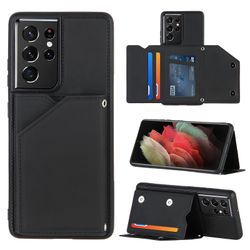 Gangxun Sag til Samsung Galaxy S21 Ultra Vintage Cuir Cover Læderetui Kofanger - Noir
