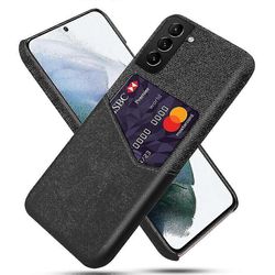 KSQ Kangas Hybrid Iskunkestävä Takasuoja Samsung Galaxy S22 5G:lle Yhdellä Korttipaikalla Musta