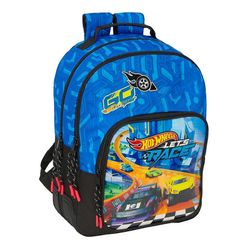 Koululaukku Hot Wheels Kilpaillaan Sininen Musta 32 x 42 x 15 cm