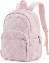 Matkakannettavan tietokoneen reppu - vedenkestävä yliopistolaukku naisille, tyylikäs tikattu pieni tietokonekirjalaukku Vaaleanpunainen 30*20*44