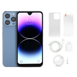 i14 Pro Max 6.7" 5G Älypuhelin - 8 Gt RAM-muistia, 256 Gt Tallennustilaa, 32 Megapikselin Kamera, Lukitsematon, Sininen