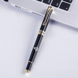 Bricks Masons Gratis gravering metal signatur frimurerisk orb pen - (flere farver / bilag) Sort