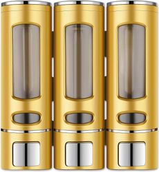 Morakot 3-in-1 suihkusaippua-annostelija, shampoo- ja hoitoaineannostelija, saippuaerotin kylpyhuone, suihkuerotin 3 kammio ei poraa, hotellin kylp...