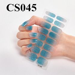 16 stykker / ark Fuld dækning indpakket neglelak sticker strimler Nail Art Dekoration Solid Color CSO45 3pcs