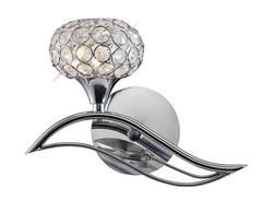 Inspired Lighting Leimo væglampe skiftede 1 lys venstre poleret krom, krystal