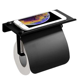 Premium seinälle asennettava wc-paperipidike hyllyllä musta wc-paperiannostelija vedenpitävä wc-paperikansi ruostumattomasta teräksestä valmistettu...