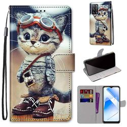 Foxdock Sag til Oppo A55 5g/ A54 4g Creative Pattern Tui Magnetisk Card Holder Wallet - Kitten
