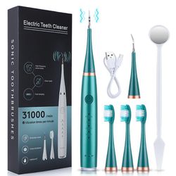 Wfuo Elektriske tenner Renere Dental Calculus Remover Tannrengjøring Enhet Tannbleking Irrigator Fjern Tartar Grønn