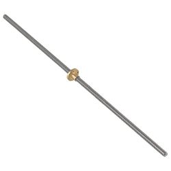 400Mm længde 8mm rustfrit stål bly skrue med messing møtrik til 3d udskrivning