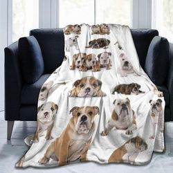 Kerota Englanti Bulldogs flanelli heittää huopa kevyt pehmeä kodikas pestävä vuodesohvalle 50x40in 125x100cm