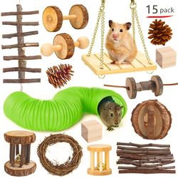 Boeyaa Hamstere Kanin Rotte Legetøj Hamster Legetøj Sæt Kæledyr Kanin Marsvin Papegøje Leg Molar 15 Pcs