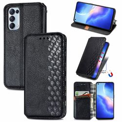 Kompatibel med Oppo Reno 5 5g Flip Case Etui Vintage Wallet Flip Cover med magnetisk lukning Coque - Blå sort