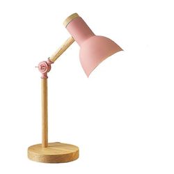 Zch Nordisk trækunst jern led folde simple skrivebord lampe øjenbeskyttelse Pink