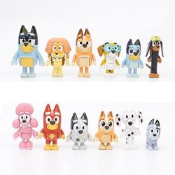 8-12pcs Bluey Bingo Figur Leker Familie Kawaii Bevegelig Joint Action Figur Leker Tegneserie Bluey Venner PVC Modell dukke til nyttår 12 stk.