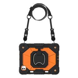 Heavy Duty Suojaava Tablettikotelo Jalustalla/Käsihihnalla, Kameran näytön suojaus Täysi kansikotelo, Tablet-tarvikkeet Musta oranssi 10.2