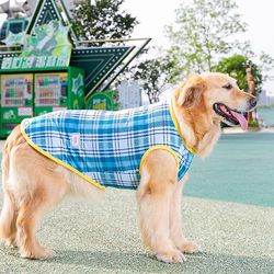 Ceyue Plaid hund tøj tynd trykt vest medium og stor hund tøj 4 7XL