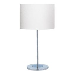 Searchlight Lighting Carter 1 let rund bordlampe krom med hvidt stof skygge, E27