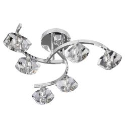 Searchlight Lighting Søgelys Skulpturelle Ice - 6 Light Semi Flush Multi Arm Loft Light Chrome og K9 Glass, G9