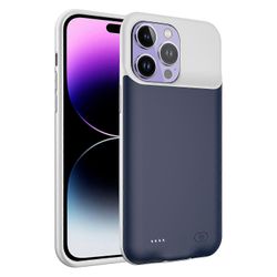 D88S 7000mAh kannettava latauskotelo iPhone 14 Prolle suojaava akkukotelo naarmuuntumaton tehokielto Monivärinen Blue