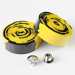 Varychmoo Cykel cykler Cork styr barer Grip Wrap Bånd Bånd Med 2 barer stik Sort gul