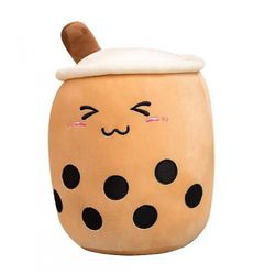 Mikasa Udstoppet Boba Plys Bubble Tea Plys Pillow, Hugging Cushion Plys Food brun2 24cm