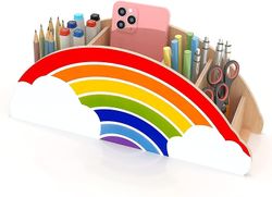 Mikasa Træ regnbue dekoration skrivebord opbevaring taske pen indehaveren