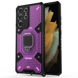 Stødsikker rustning sag for Samsung Note20 med støttefod all inclusive dække lilla rpc131