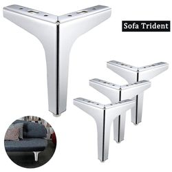 Sevenprin 1/4stk Møbler Trident Metal Hjem Møbler Sofa Ben Moderne Stil DIY Skab Fødder Møbler Ben Sølv-4stk 10cm