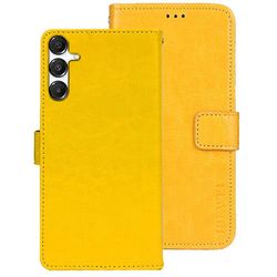 IDEWEI Samsung Galaxy A16 4G / 5G jalustakotelo Crazy Horse Texture nahkainen puhelimen kuori - keltainen Monivärinen Yellow