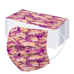 50stk Engangs voksne maske Paisley Print Ansigtsmaske 3ply Ear Loo grå