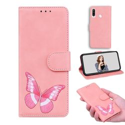 Etui til Huawei P30 Lite Butterfly Cover Premium Læder Magnetisk- Pink