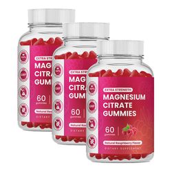 3 Pack Extra Strength Magnesium Gummies 255 mg (elementärt magnesium) per portion - 60 Vegan Gummies - främjar hälsosam avkoppling, muskler, ben & ...