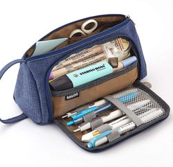 Linkrunning Stor kapacitet Penalhus Multi-slot Pen Pose Pose Holder for Middle High School Office College Girl Voksen Simple Opbevaring Blue Purple