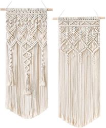 2 kpl macrame kudottu seinä roikkuu Boho Chic Boheemi Kodin geometrinen taide sisustus - Kaunis huoneisto asuntola sisustus, 71cm (l) X 33cm (w)