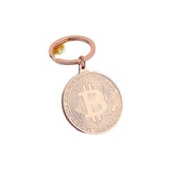 Bitcoin Key Chain Metall Guldmynt Rose guld