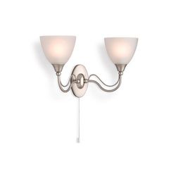 Firstlight Lighting Santana skiftede 2 lys indendørs væg lys satin stål, opal glas, E14