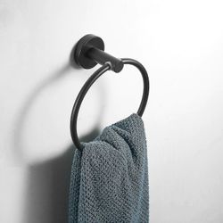 Moderne badeværelse Sort Hardware Rustfrit stål Håndklæde Holder Håndklæde Bar Hook Badeværelse Tilbehør