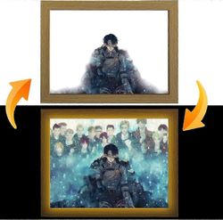 Attack On Titan Led Art (Leviackerman) Levi Ackerman Edition, USB-käyttöinen, 3 valaistustilaa, valaisee Wings Of Libertyllä