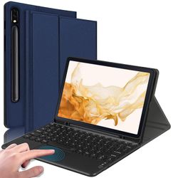 Til Samsung Galaxy Tab S7 FE / S7 + / S8 + trådløst Bluetooth-tastaturetui Anti-Fall Tablet Cover med til Blå Style C Samsung Galaxy Tab S7