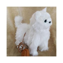 Realistinen pehmo Kitty Lucky Electric Imulation Pehmo Pehmoeläin Kitty Valkoinen