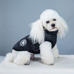 Ny Pet Winter fortykket bomuld tøj hund tobenede vandtæt udendørs bryst Tilbage Vest Bomuld-polstret tøj Jakke Sort S