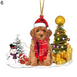 Christmas Anheng Cartoon Dog Mønster Shatterproof Tre Xmas Tree Hengende Skilt Hjem Decor Jikaix 6