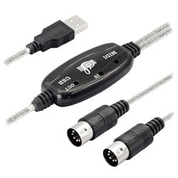 USB MIDI-kabeladapter, USB Type A han til MIDI Din 5-benet ind-ud-kabelgrænseflade med LED-indikator Som vist