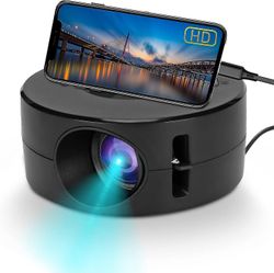 Mini LED-projektor, bärbar filmprojektor för barnpresent, smart projektor med samma skärm för smartphone-surfplatta, HD-fickprojektor med USB och R