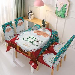 Witdreamer Nytår Glædelig jul Dug Stol Cover Dekorationer Santa Claus Tablecloth 140X140cm