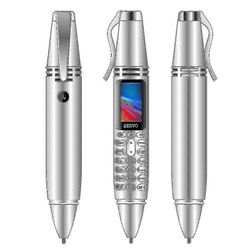 Luova persoonallisuus Varapuhelin Kynä Dual Card Pen Mini Student Bluetooth monitoiminen kannettava puhelin Hopea