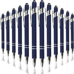 Linkrunning 12 stk Capactive Touch Screen Ballpoint Pen med Stylus Soft Touch 2 i 1 StylusKuglepen til salgsfremmende gaver Udtrækkelige metalpenne...